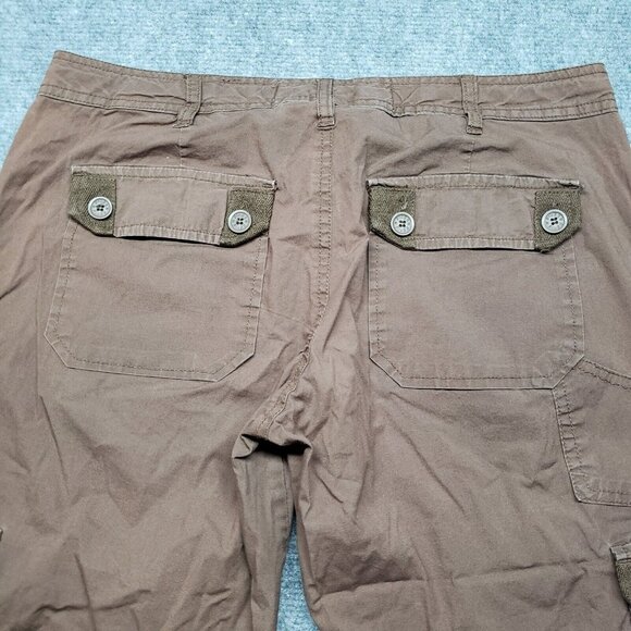 Plugg Jeans Capri Pants Womens 7 Dark Brown Cargo Pockets Button Zip Low Rise - Picture 7 of 10